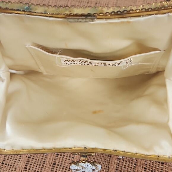 Michael Swiss Cream Beaded Women\'s Purse Made in France
